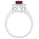 8x6mm Emerald Cut Garnet And White Topaz Accents Rhodium Over Sterling
Silver Halo Ring