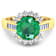 3.33ctw Green Emerald and Diamond 14K Yellow Gold Halo Ring