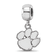 Sterling Silver Rhodium-plated LogoArt Clemson University Small Dangle Bead