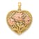 14k Two-tone Gold Polished and Textured Flowers in Heart Pendant