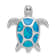 Rhodium Over Sterling Silver Lab Created Blue Opal Turtle Slide Pendant