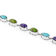 Multi-Color Turquoise Sterling Silver Station Bracelet 8x5mm