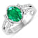 1.83ctw Green Emerald and Diamond 14K White Gold Halo Ring