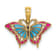 14k Yellow Gold Small Enameled Blue and Red Butterfly Pendant