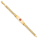 14k Yellow Gold Medical Soft Diamond Shape Red Enamel Curb Link ID Bracelet