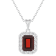 8x6mm Emerald Cut Garnet and White Topaz Accent Rhodium Over Sterling
Silver Halo Pendant w/Chain