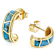 Turquoise Inlay J-Hoop Earrings In 18K Gold Over Sterling Silver