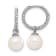 Rhodium Over 14K White Gold 7-8mm Black and White Freshwater Cultured
Pearl Dangle Hoop Earrings