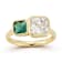 Rachel Zoe Green and White CZ Two-Stone Ring in 14K Gold Over Sterling Silver