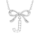 Initial J Bow CZ Necklace In Sterling Silver 0.23ctw