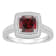 7mm Cushion Garnet 1/4 ctw Diamond Rhodium Over Sterling Silver Halo Ring
