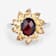 Red Garnet and Yellow Citrine Rhodium Over Sterling Silver Oval Floral
Cocktail Ring 5.5ctw