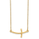 14K Yellow Gold Large Sideways Curved Twist Cross Necklace