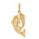 14k Yellow Gold Polished Cubic Zirconia Two Dolphins Pendant