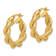 14K Yellow Gold 1" Polished and Textured Twisted Hoop Earrings