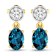 1.40ctw 14K Yellow Gold London Blue Topaz  and White Diamond Halo Earrings