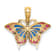 14k Yellow Gold Small Enameled Blue and Red Butterfly Pendant