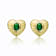 Emerald Color CZ Heart Stud Earrings In 14K Gold Over Sterling Silver