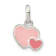 Rhodium Over Sterling Silver Pink Enamel Double Heart Pendant