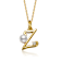 Initial Z Pear Shape CZ And Pearl Pendant Necklace In 14K Gold Over Brass