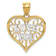 14k Two-tone Gold Polished Filigree Love You Pendant