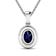 1.30ctw 14K White Gold Blue Sapphire and White Diamond Pendant with 18
inch Cable Chain
