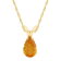 8x5mm Pear Shape Citrine 14k Yellow Gold Pendant With Chain
