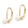 14K Yellow Gold 5-6mm White Round Freshwater Cultured Pearl Leverback Earrings