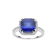 Blue Asscher Cut Lab Created Sapphire with Round White Topaz Rhodium
Over Sterling Silver Halo Ring