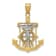 14K Yellow and White Gold Diamond-cut Mariner's Cross Pendant