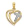 Rhodium Over 14K Two-tone Gold Cross In Heart Charm Pendant