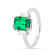 Green Lab Created Emerald and Moissanite Rhodium Over Sterling Silver
3-Stone Ring
