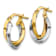 14k Yellow Gold and 14k White Gold 5/8" Polished Double Hoop Earrings