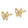14K Yellow Gold Butterfly Cubic Zirconia Stud Earrings