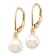 14K Yellow Gold 7-8mm White Round Freshwater Cultured Pearl Leverback Earrings