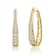 Oblong CZ Pave Hoop Earrings In 14K Gold Over Brass