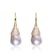 Pear Shape CZ And Pearl Drop Earrings In 14K Gold Over Sterling Silver