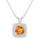 7mm Cushion Citrine 1/7 ctw Diamond Rhodium Over Sterling Silver Halo
Pendant with Chain