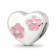 Sterling Silver Enameled Heart with Pink Flowers Bead
