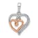 14K Two-tone Gold Diamond Double Hearts Pendant