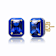 Sapphire Color CZ Radiant-Cut Stud Earrings In 14K Gold Over Brass