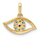 14k Yellow Gold Textured Blue Cubic Zirconia Eye Pendant
