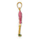 14k Yellow Gold Multi-color Enameled 3D Pink Flamingo Pendant