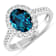 2.29ctw London Blue Topaz and Diamond 14K White Gold Halo Ring