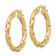 14k Yellow Gold 1 1/16" Brushed and Polished Twisted Hoop Earrings