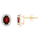 7x5mm Oval Garnet And Created White Sapphire 10k Yellow Gold Halo Stud Earrings