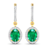 2.0ctw 14K Yellow Gold  Zambian Green Emerald and White Diamond Halo Earrings