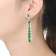 Green Cubic Zirconia, Rhodium Over Sterling Silver Ladder Style Dangle Earrings
