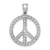 Rhodium Over 14k White Gold Textured Peace Symbol Pendant