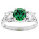Green And White CZ 3-Stone Ring In Sterling Silver